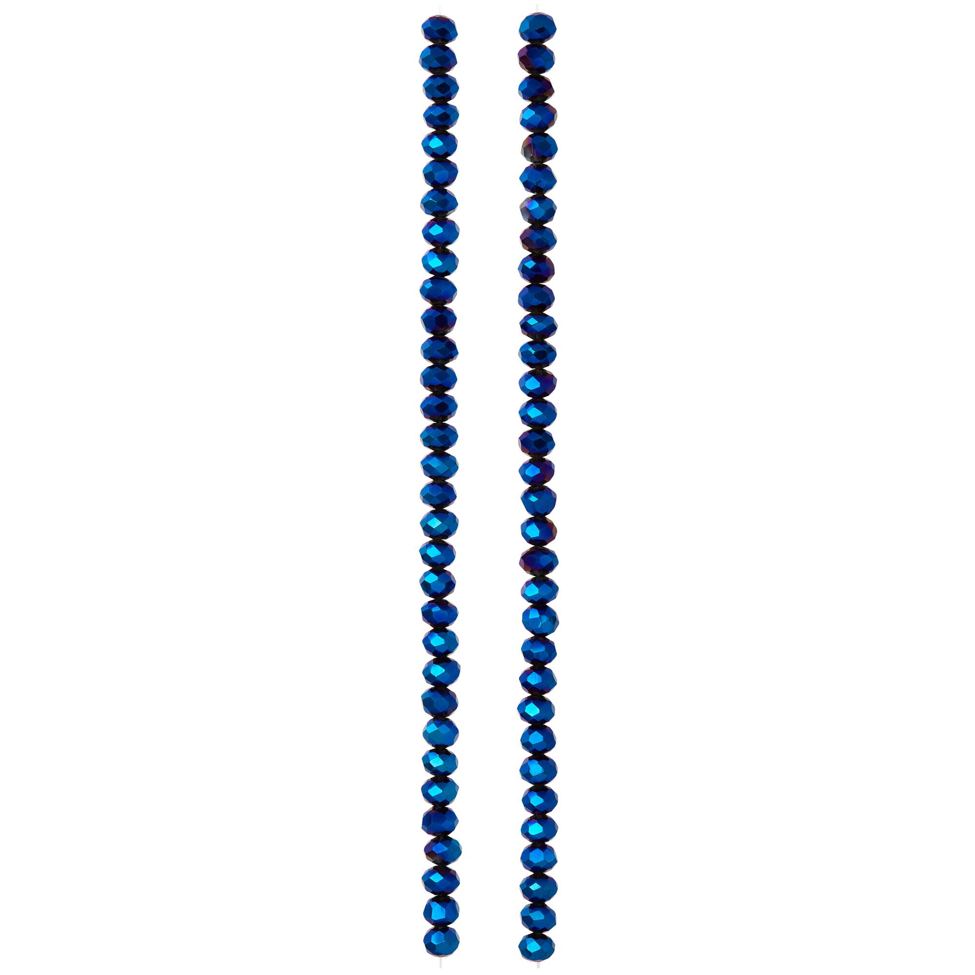 Sapphire Faceted Glass Rondel Beads, 4mm by Bead Landing™